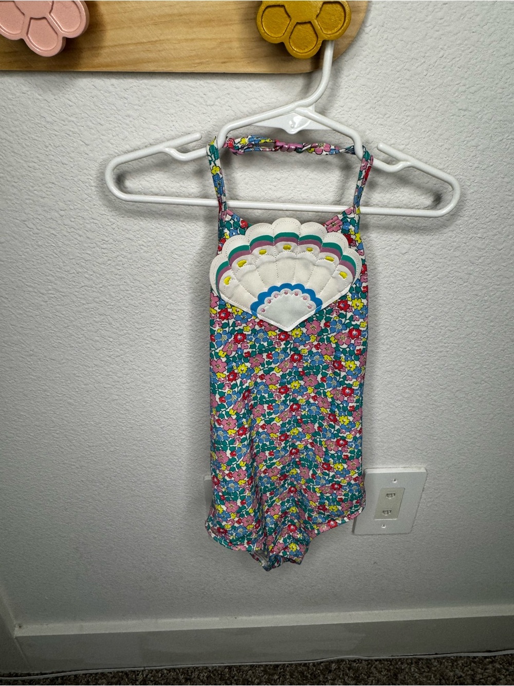 Mini Boden Floral One-Piece Swimsuit in Pink, Blue, Green